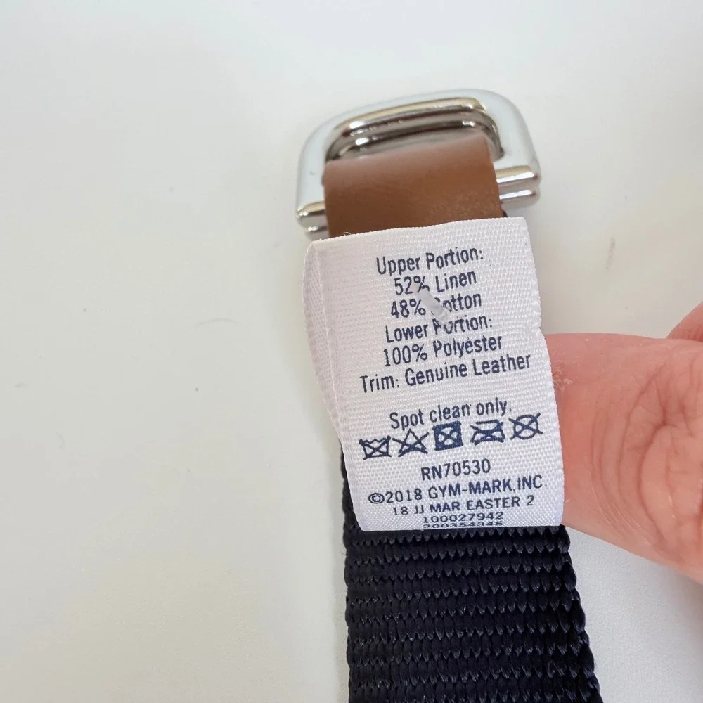 Janie and Jack Boys Blue Pink‎ Plaid Webbed Belt Leather Trim Size 4-5 Preppy